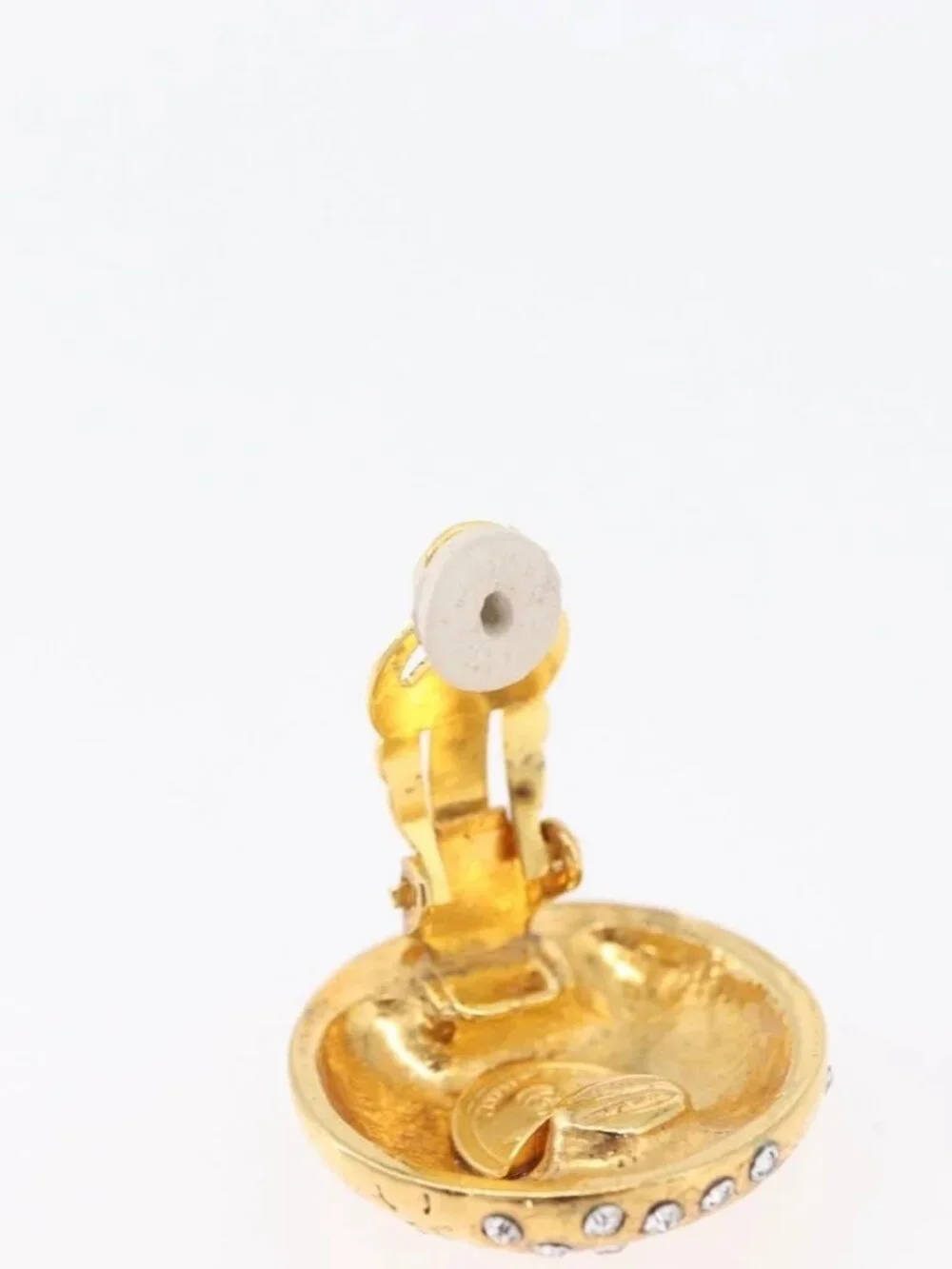 CHANEL Rhinestone Earring metal Gold Tone CC Auth ka2829 - Picture 4 of 11